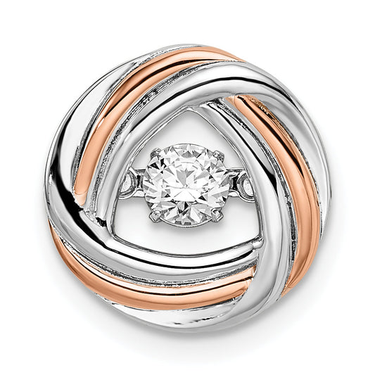 Sterling Silver Plat-Plate Rose-Tone Vibrant Swar Zirconia Chain Slide