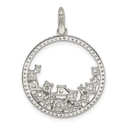 Sterling Silver Cz Circle Pendant