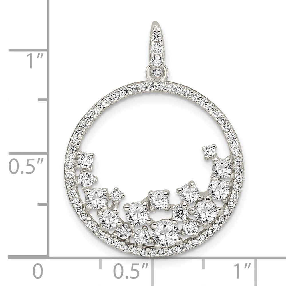 Sterling Silver Cz Circle Pendant