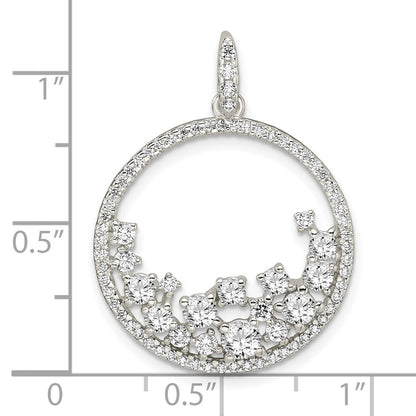 Sterling Silver Cz Circle Pendant