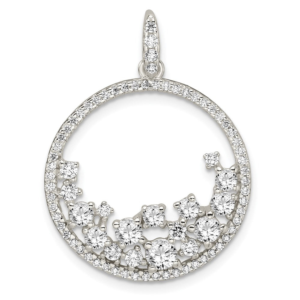 Sterling Silver Cz Circle Pendant