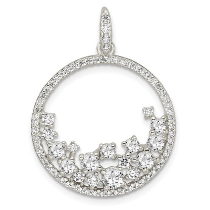 Sterling Silver Cz Circle Pendant