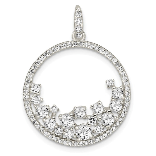 Sterling Silver Cz Circle Pendant