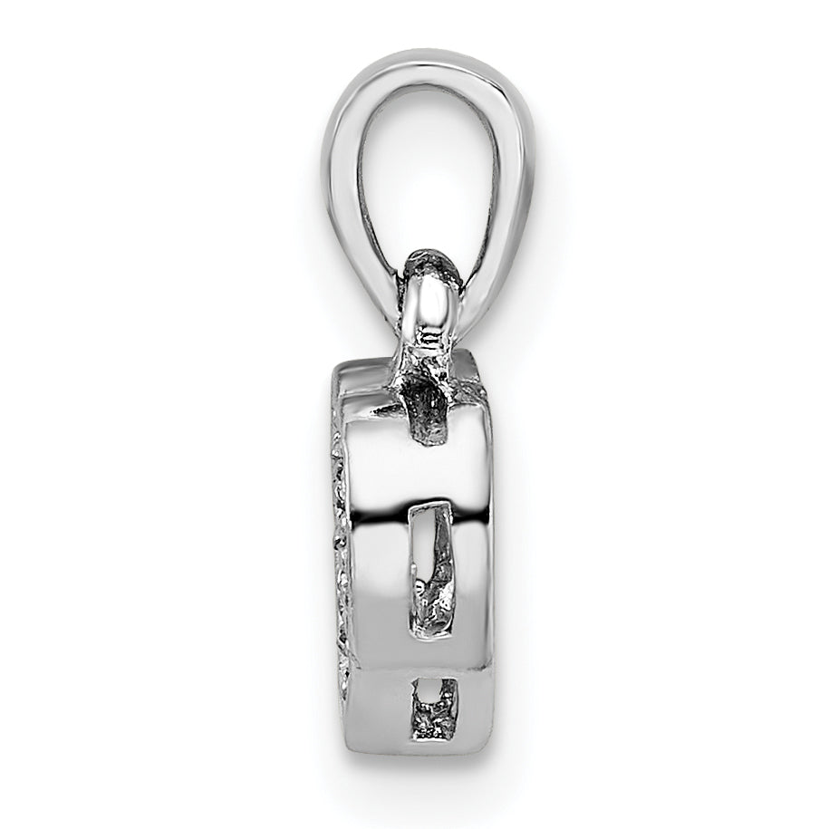 Sterling Silver Rhodium-Plated Cz Polished Heart Pendant