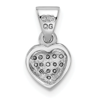Sterling Silver Rhodium-Plated Cz Polished Heart Pendant