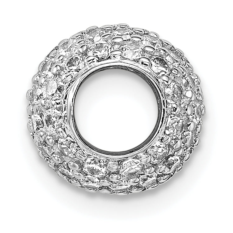 Sterling Silver Rhodium-Plated Cz Bead Pendant
