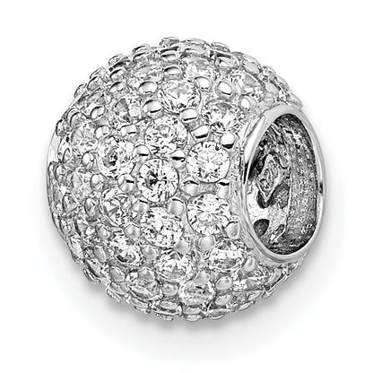 Sterling Silver Rhodium-Plated Cz Bead Pendant