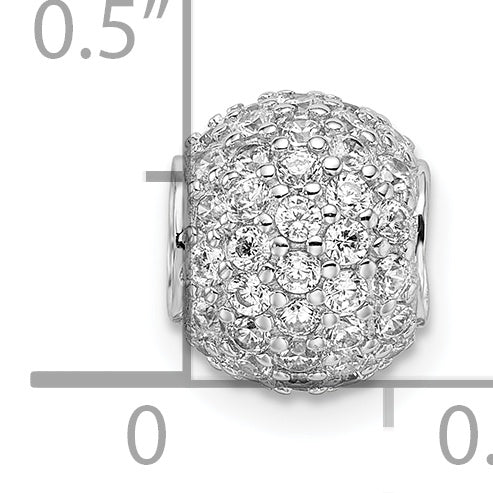 Sterling Silver Rhodium-Plated Cz Bead Pendant