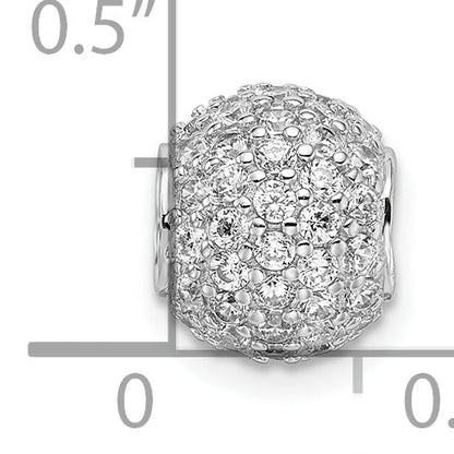 Sterling Silver Rhodium-Plated Cz Bead Pendant