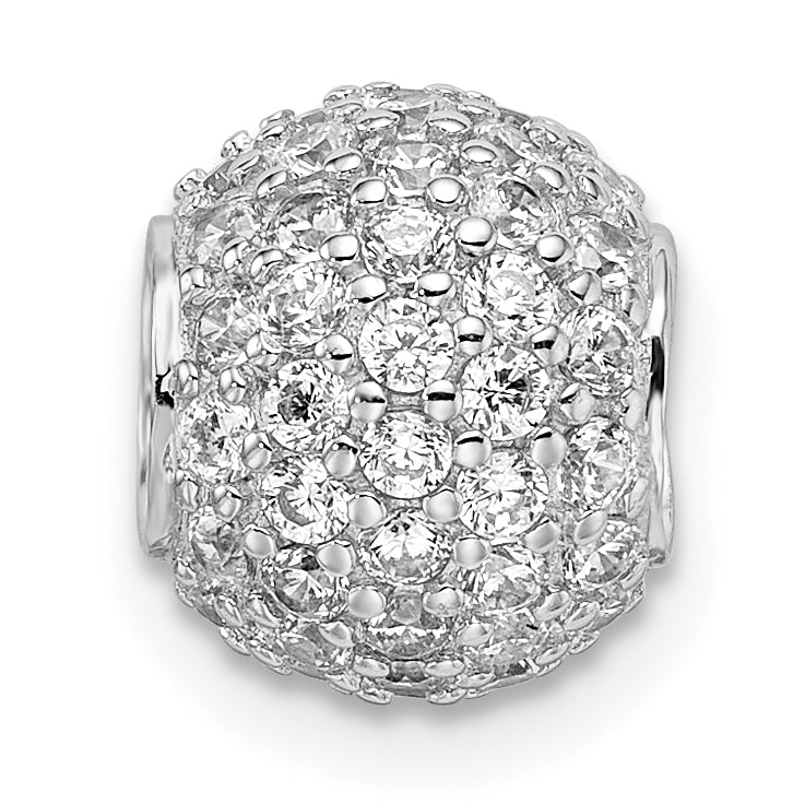 Sterling Silver Rhodium-Plated Cz Bead Pendant