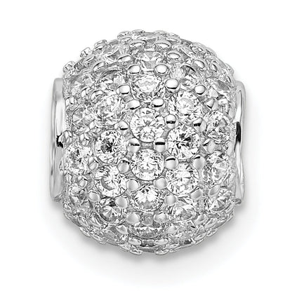 Sterling Silver Rhodium-Plated Cz Bead Pendant