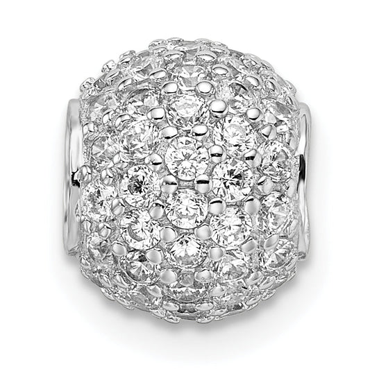 Sterling Silver Rhodium-Plated Cz Bead Pendant