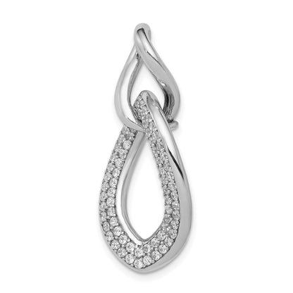 Sterling Silver Rhodium-Plated Polished With Cz Pendant