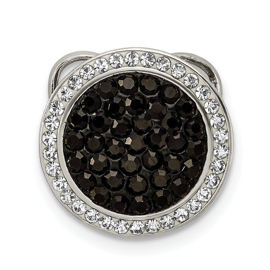 Sterling Silver Black And White Crystal Circle Chain Slide