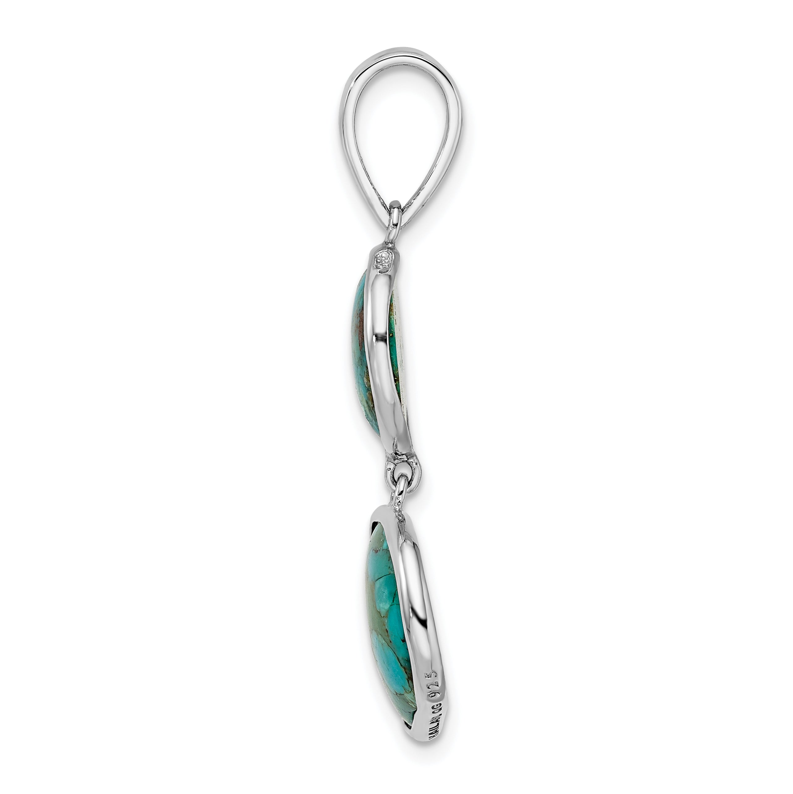 Sterling Silver Rhodium-Plated W/Reconstituted Turquoise Pendant