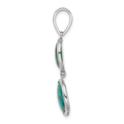 Sterling Silver Rhodium-Plated W/Reconstituted Turquoise Pendant