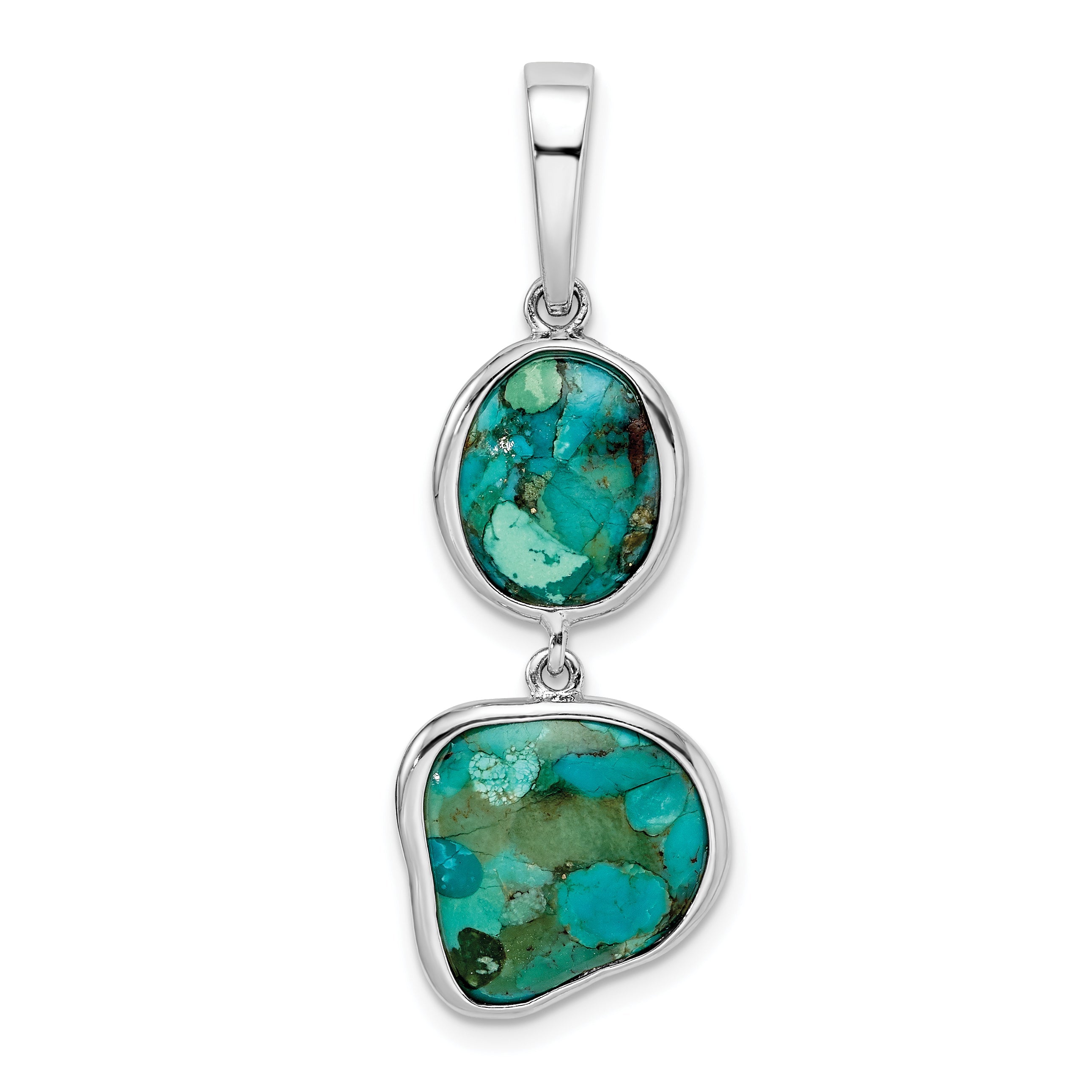Sterling Silver Rhodium-Plated W/Reconstituted Turquoise Pendant