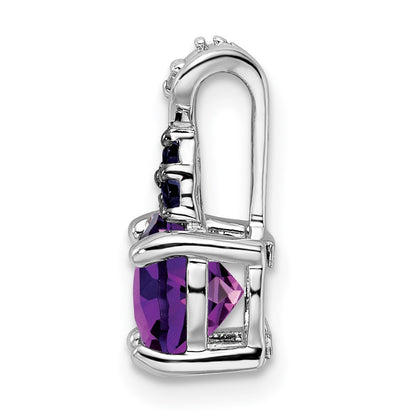 Sterling Silver Rhodium-plated Diamond, Amethyst & Iolite Pendant