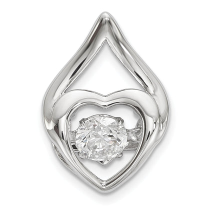 Sterling Silver Platinum Plated Vibrant Swaro Zirconia Heart Chain Slide