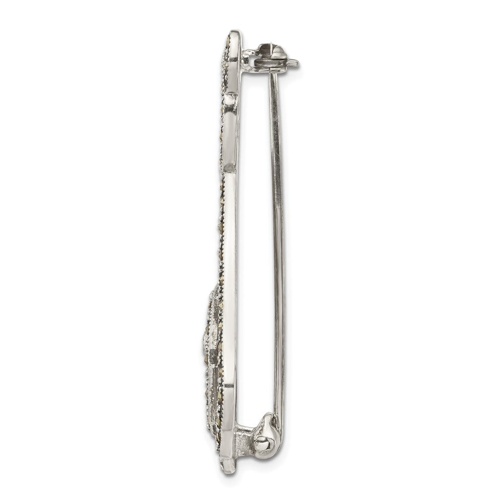 Sterling Silver Antiqued Marcasite Cat Pin