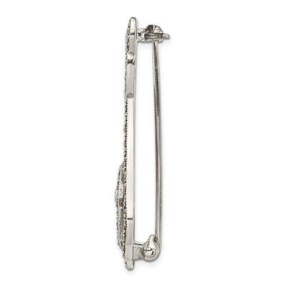 Sterling Silver Antiqued Marcasite Cat Pin