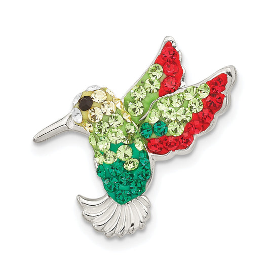 Sterling Silver Antiqued Multi-Colored Preciosa Crystal Hummingbird Pin
