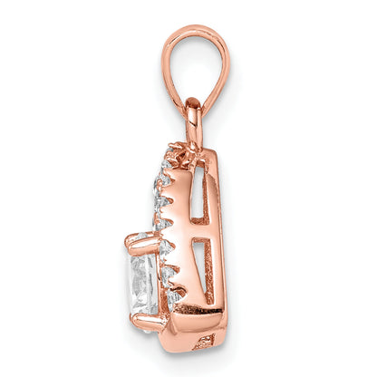 Ss/Gold Plated Sterling Silver Rose-Tone Triangle Cz Pendant