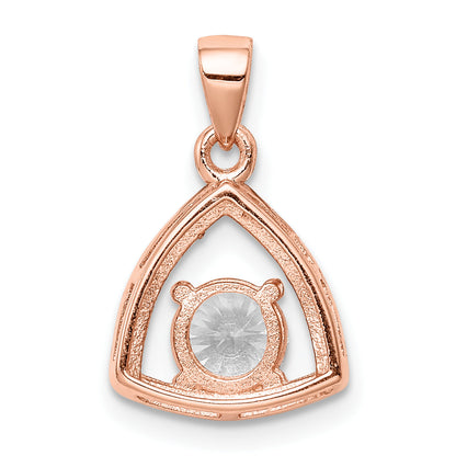 Ss/Gold Plated Sterling Silver Rose-Tone Triangle Cz Pendant