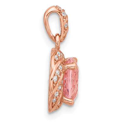 Sterling Silver Rose-Tone Crystal Pendant
