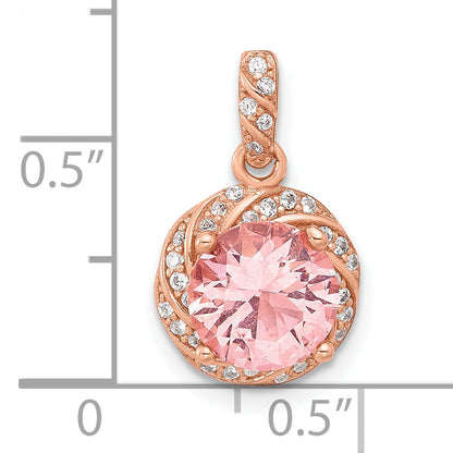 Sterling Silver Rose-Tone Crystal Pendant