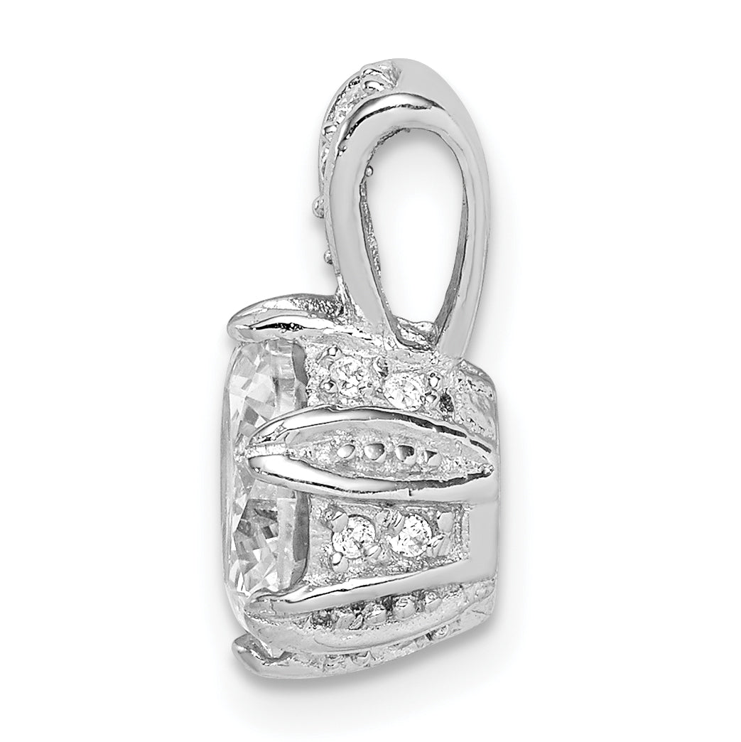 Sterling Silver Rhodium-Plated Cz Pendant