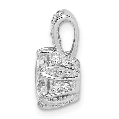 Sterling Silver Rhodium-Plated Cz Pendant
