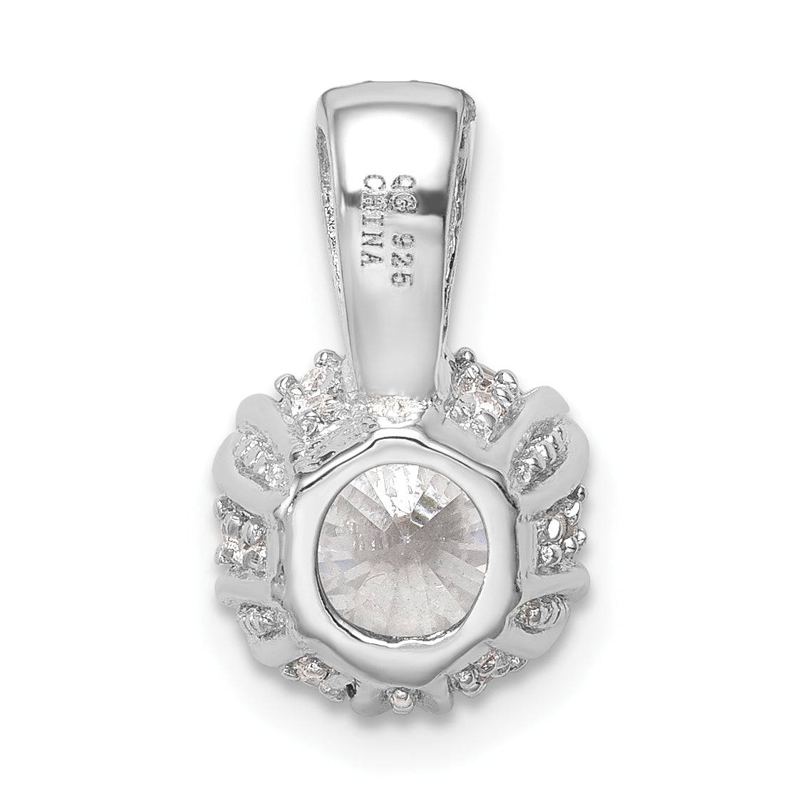 Sterling Silver Rhodium-Plated Cz Pendant