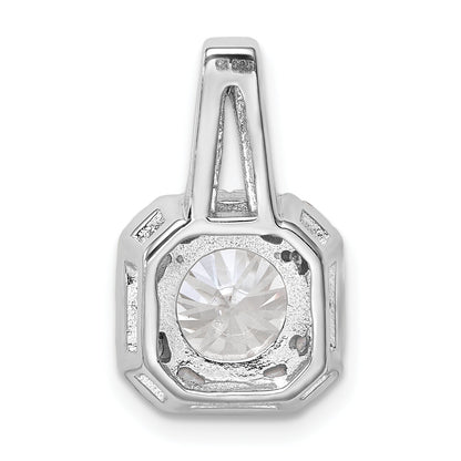 Sterling Silver Rhodium-Platedcz Halo Pendant