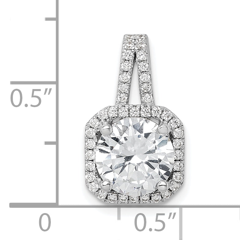 Sterling Silver Rhodium-Platedcz Halo Pendant