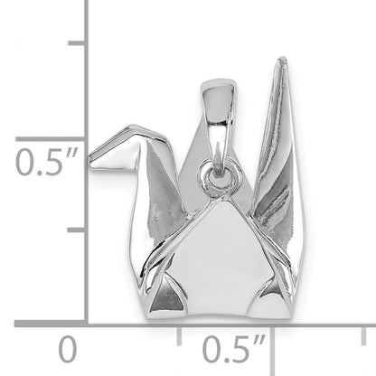 Sterling Silver Rhodium-Plated Origami Crane Pendant