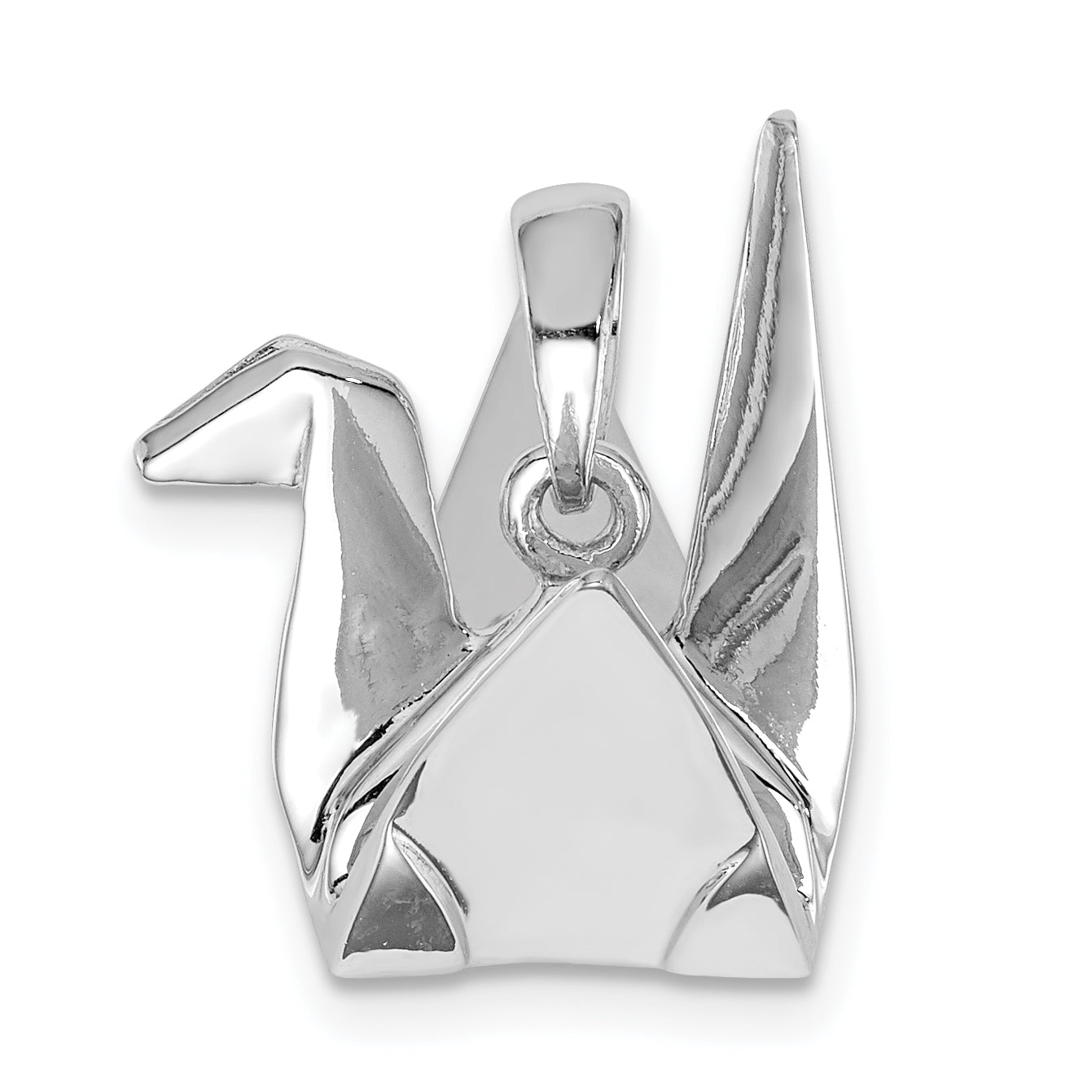 Sterling Silver Rhodium-Plated Origami Crane Pendant