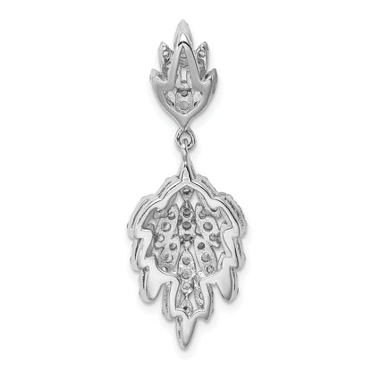 Sterling Silver Rhodium-Plated Cz Dangle Pendant