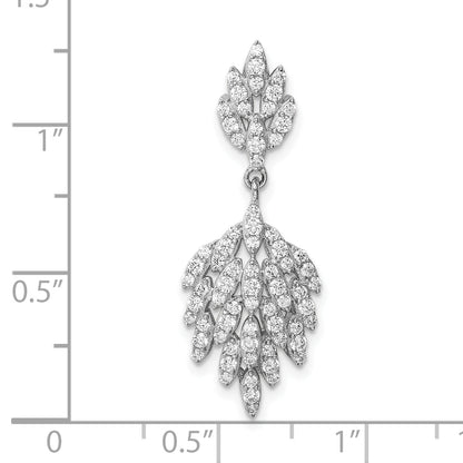 Sterling Silver Rhodium-Plated Cz Dangle Pendant