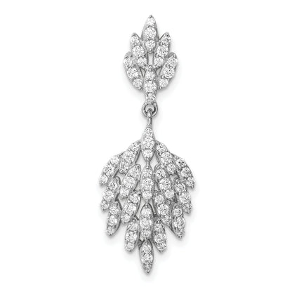 Sterling Silver Rhodium-Plated Cz Dangle Pendant