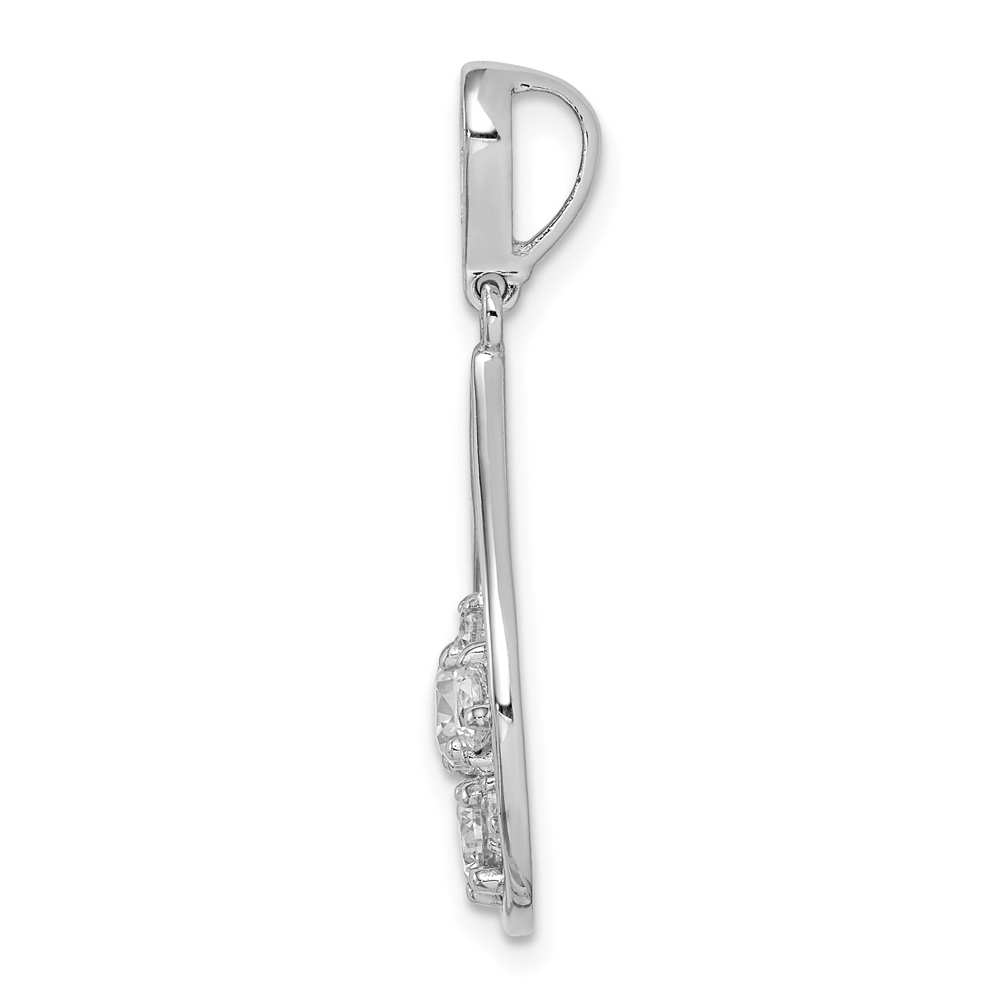 Sterling Silver Rhodium Plated Cz Pendant