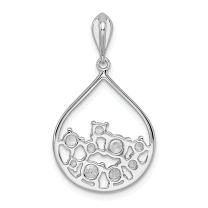 Sterling Silver Rhodium Plated Cz Pendant