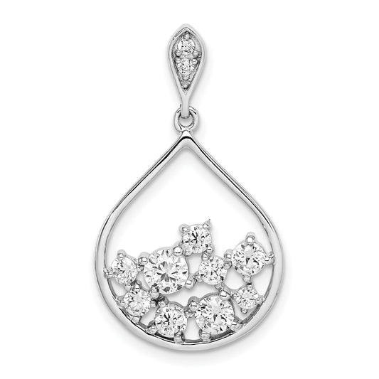 Sterling Silver Rhodium Plated Cz Pendant