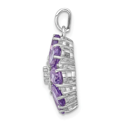 Sterling Silver Rhodium-plated Amethyst & White Topaz Pendant