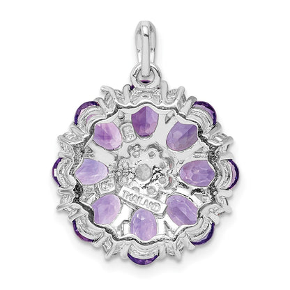 Sterling Silver Rhodium-plated Amethyst & White Topaz Pendant