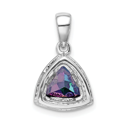 Sterling Silver Rhod-Plated Trillion Mystic Fire/White Topaz Pendant
