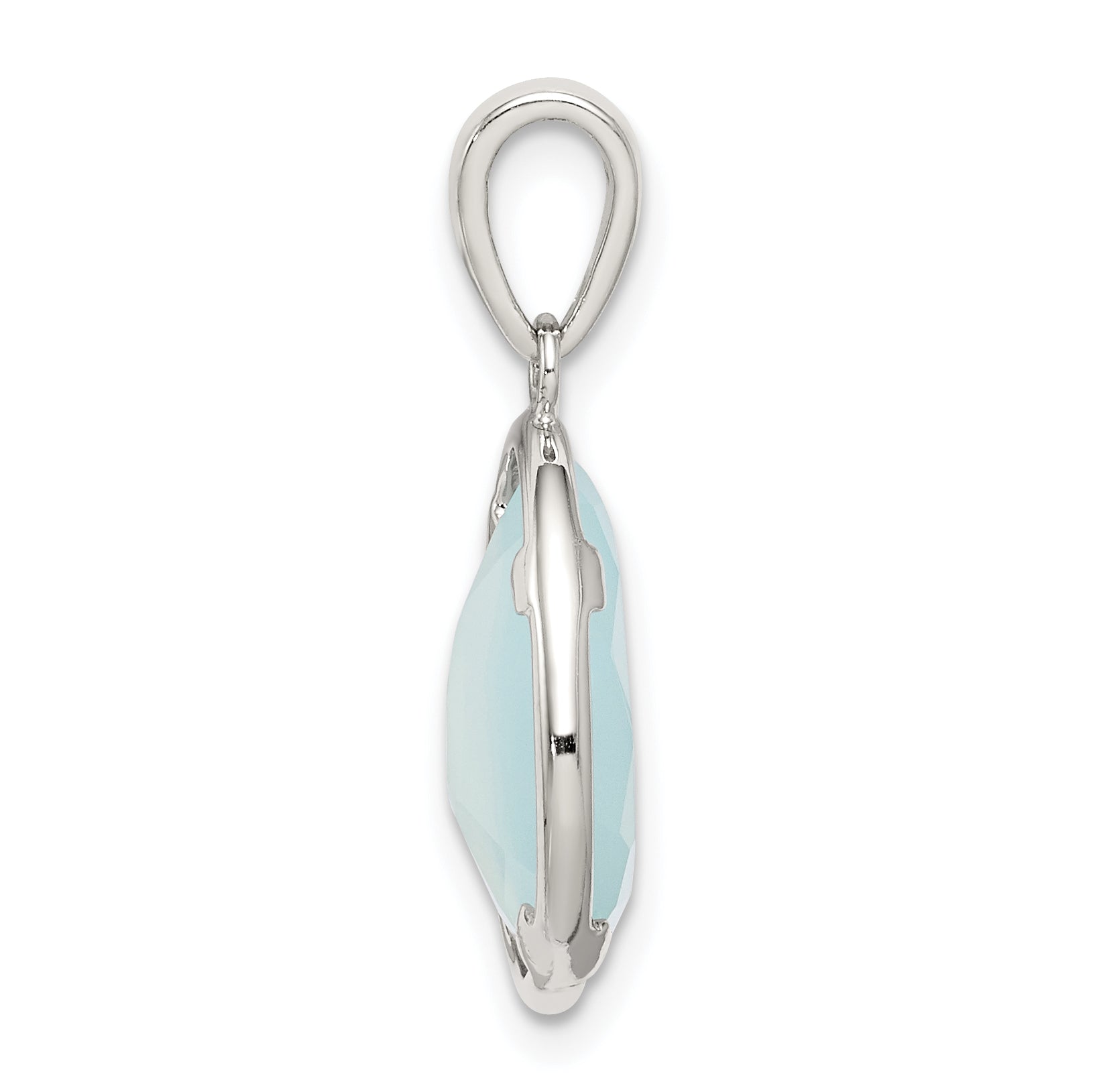 Sterling Silver Blue Chalcedony Stone Pendant