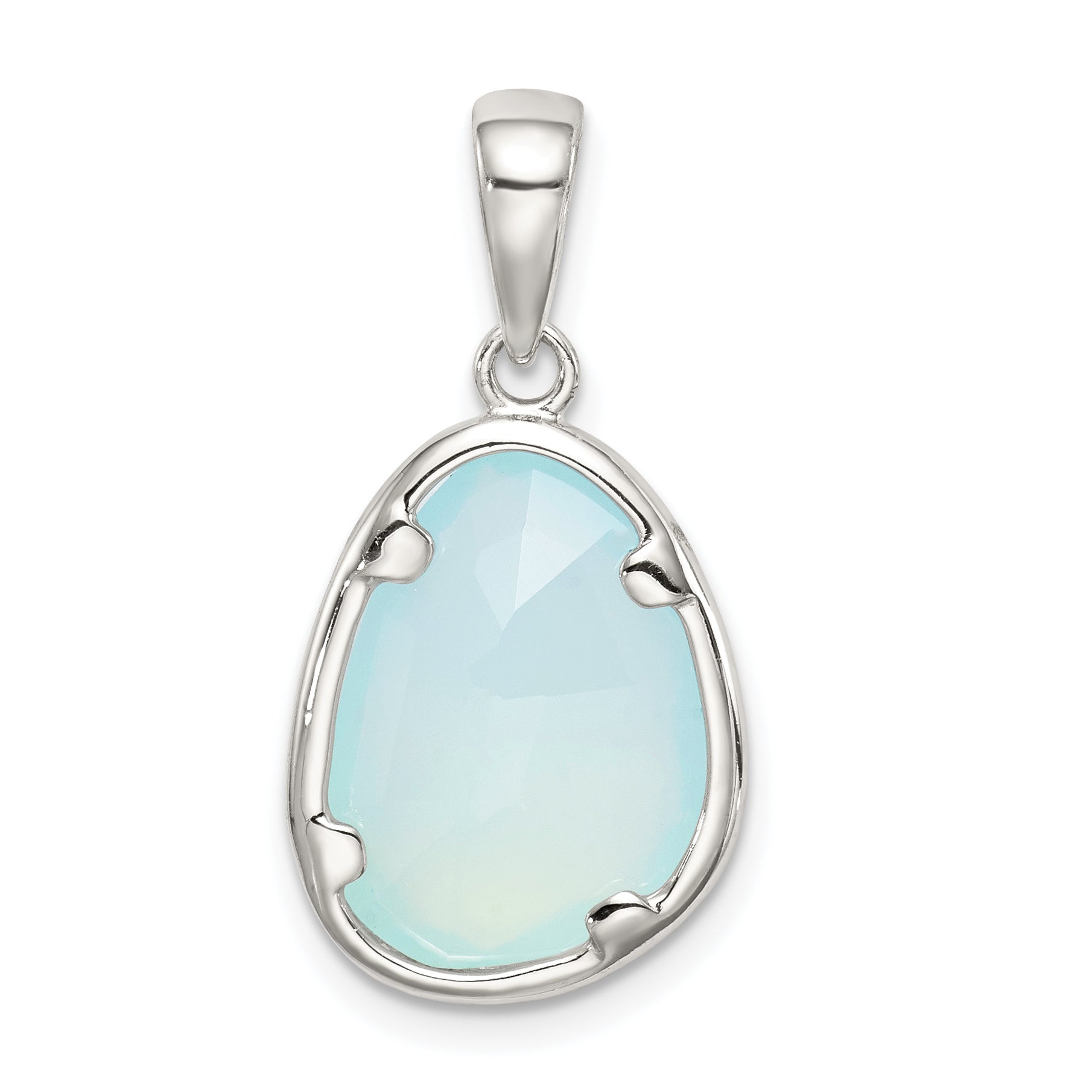 Sterling Silver Blue Chalcedony Stone Pendant