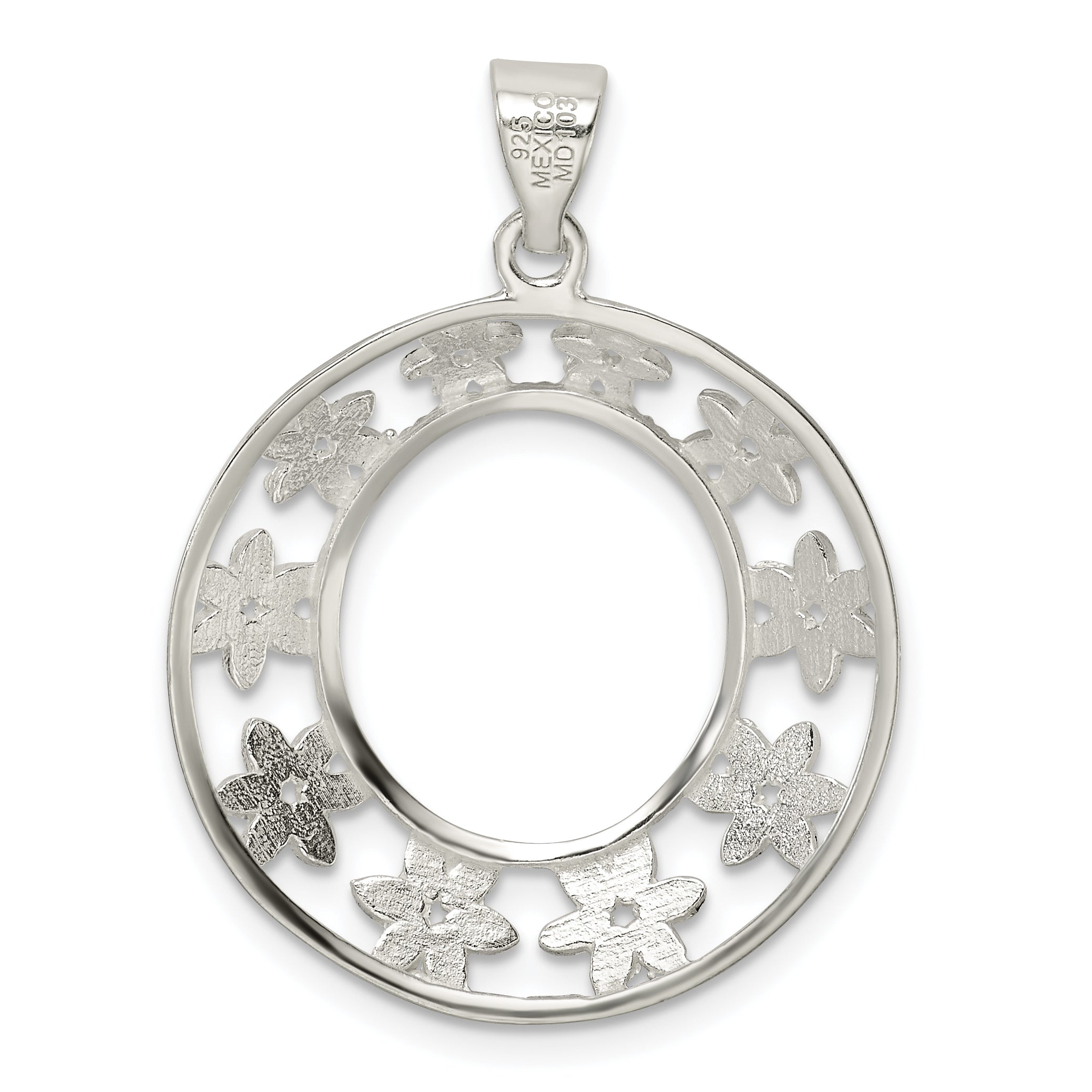 Sterling Silver Diamond-Cut Flower Pendant