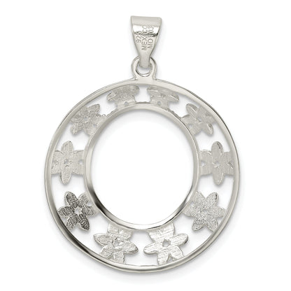 Sterling Silver Diamond-Cut Flower Pendant